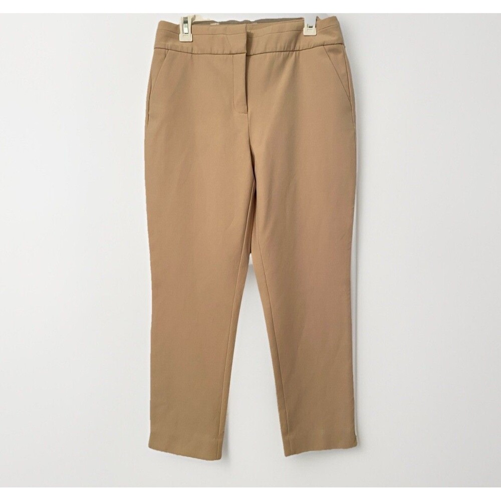 Chico's Beige Tan Tapered Ankle Pants Size 1R 8R Side Slit Pockets  Work Career